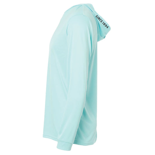Long-Sleeve Hooded Sun Shirt - Light Aqua Blue