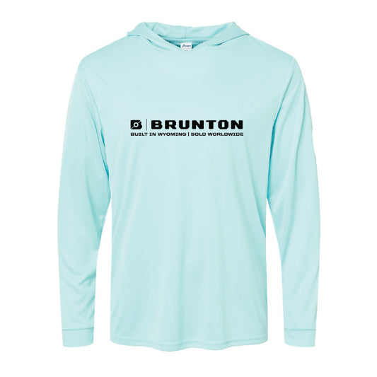 Long-Sleeve Hooded Sun Shirt - Light Aqua Blue