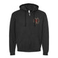 'Navigation Needle' Midweight Full-Zip Hoodie - Black