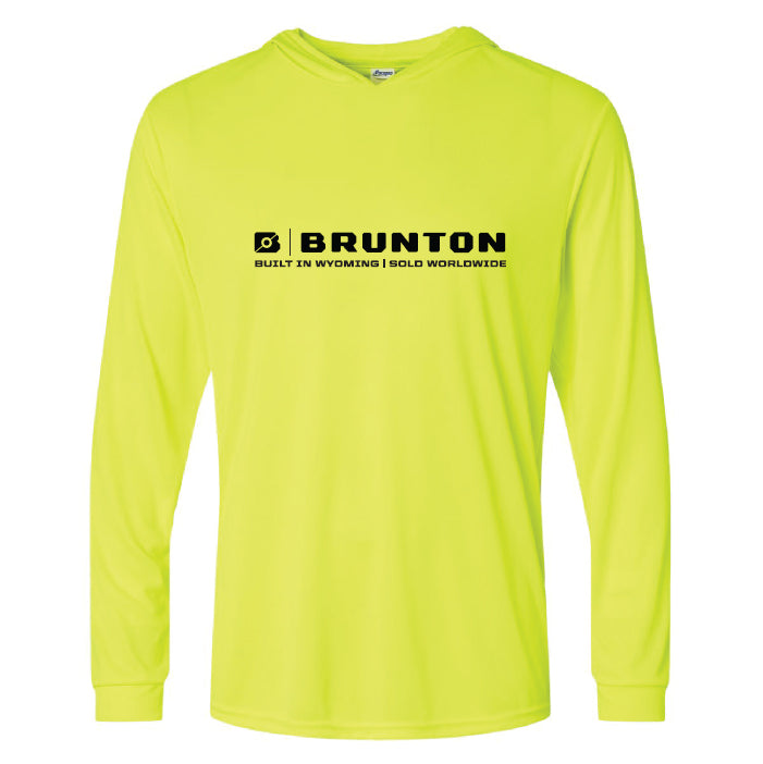 Yellow-Green Higher-Visibility Florescent Hooded Long-Sleeve Safety & Sun Shirt